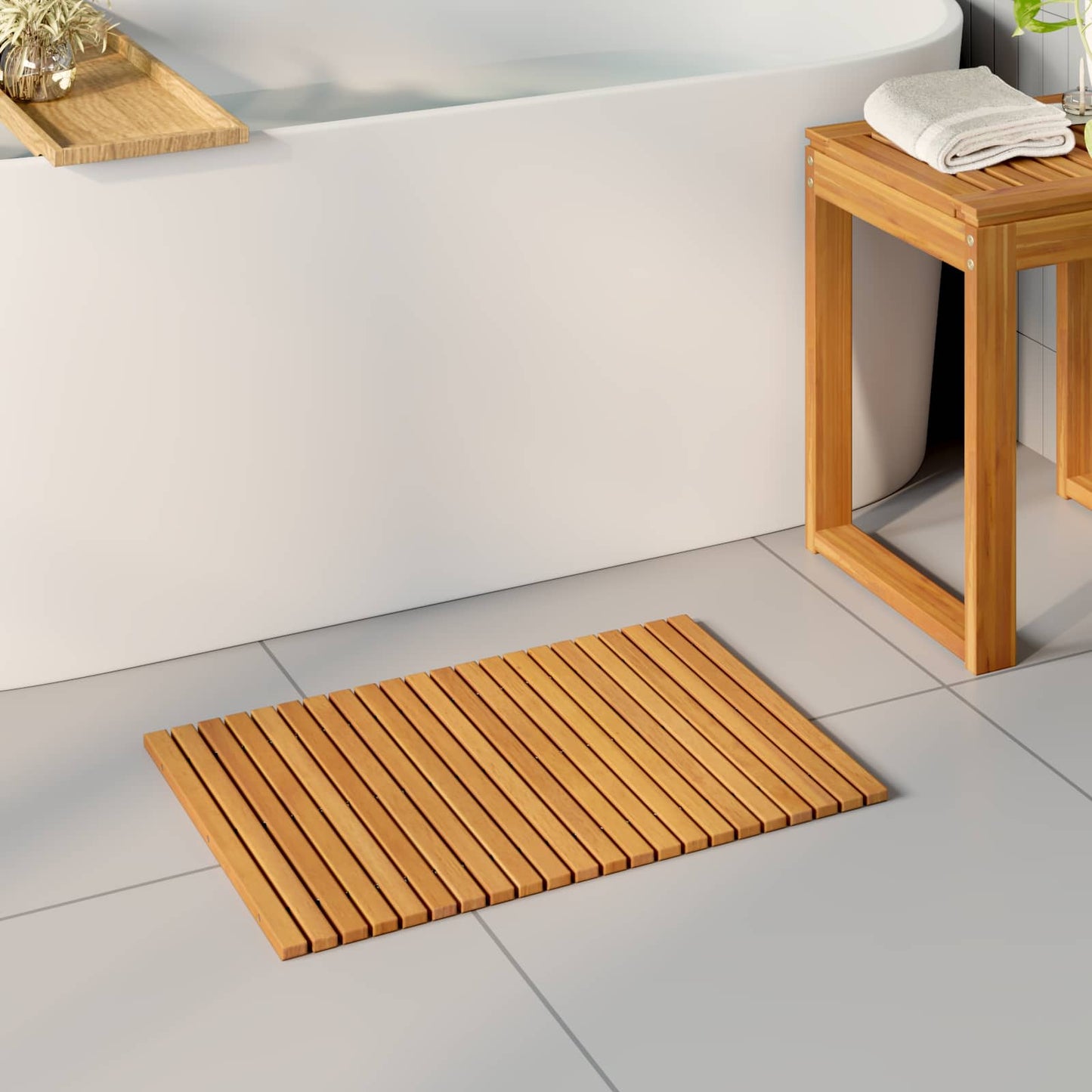 Badematte Braun 60 x 40 cm Massivholz Akazie