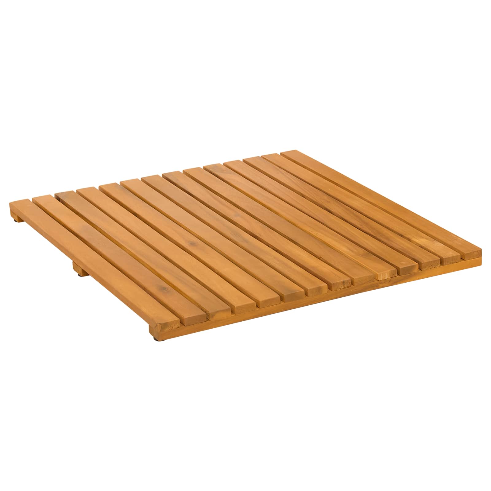 Badematte Uni Braun 50 x 50 cm Massives Akazienholz
