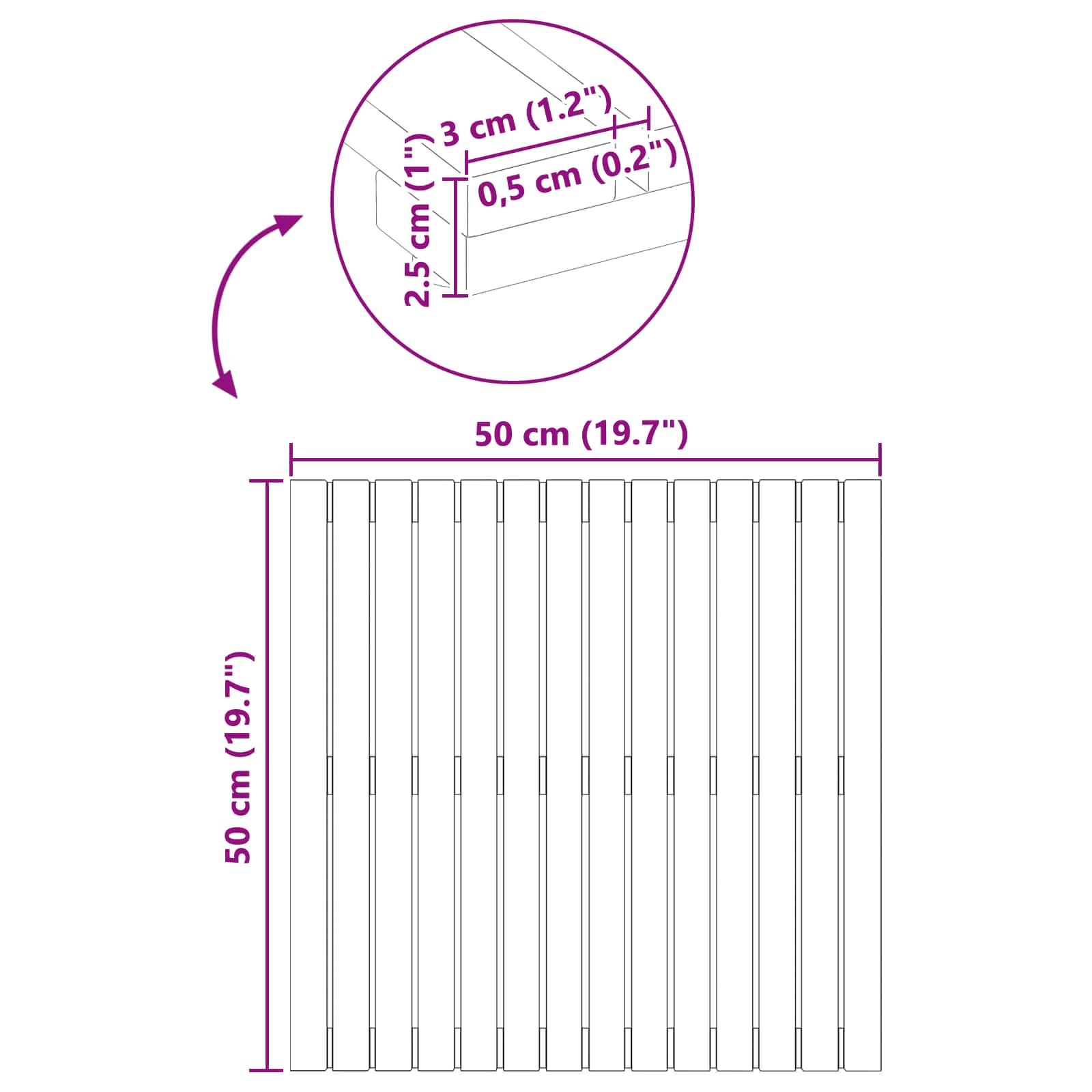 Badematte Uni Braun 50 x 50 cm Massives Akazienholz