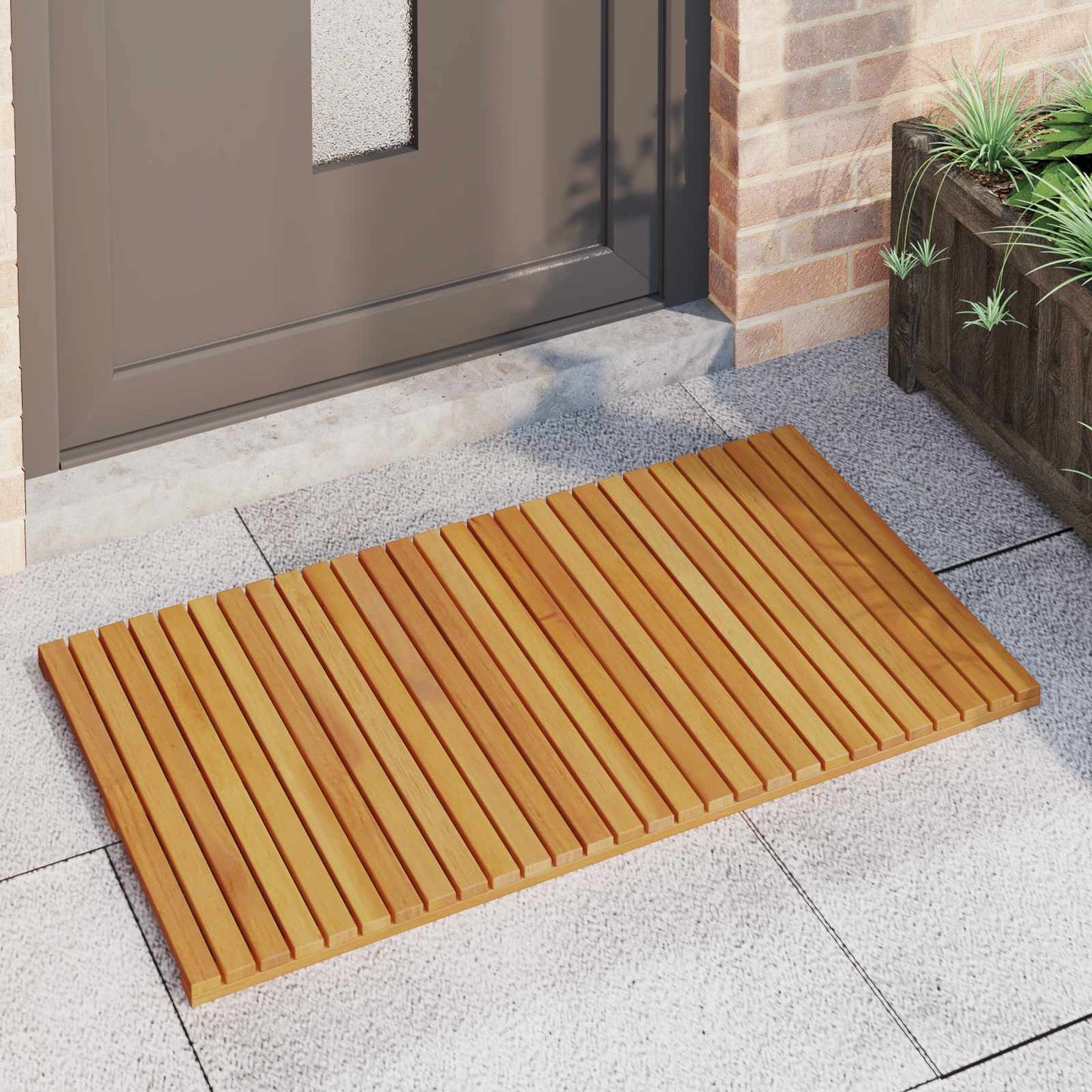 Badematte Uni Braun 100 x 55 cm Massives Akazienholz