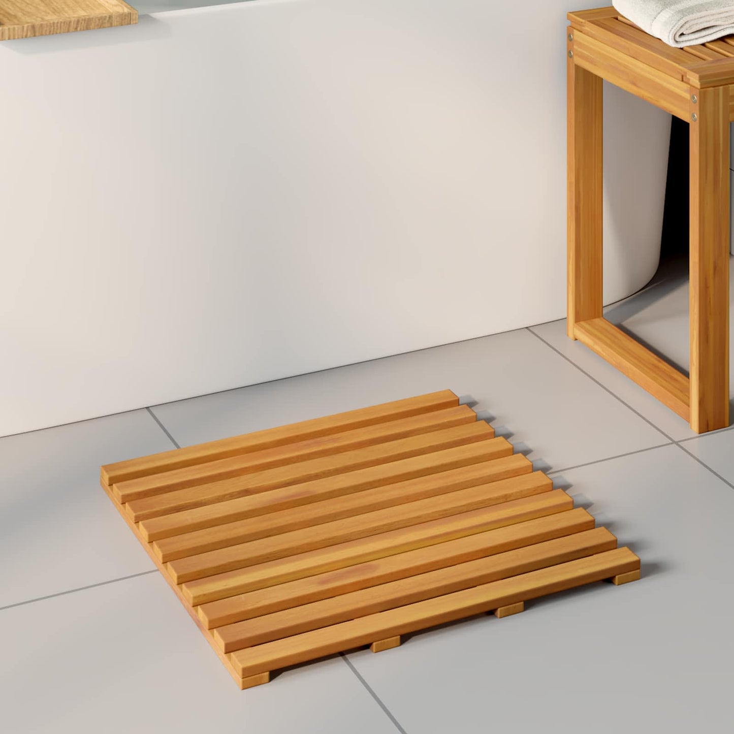 Badematte Braun 50 x 48 x 2,5 cm Massivholz Akazie