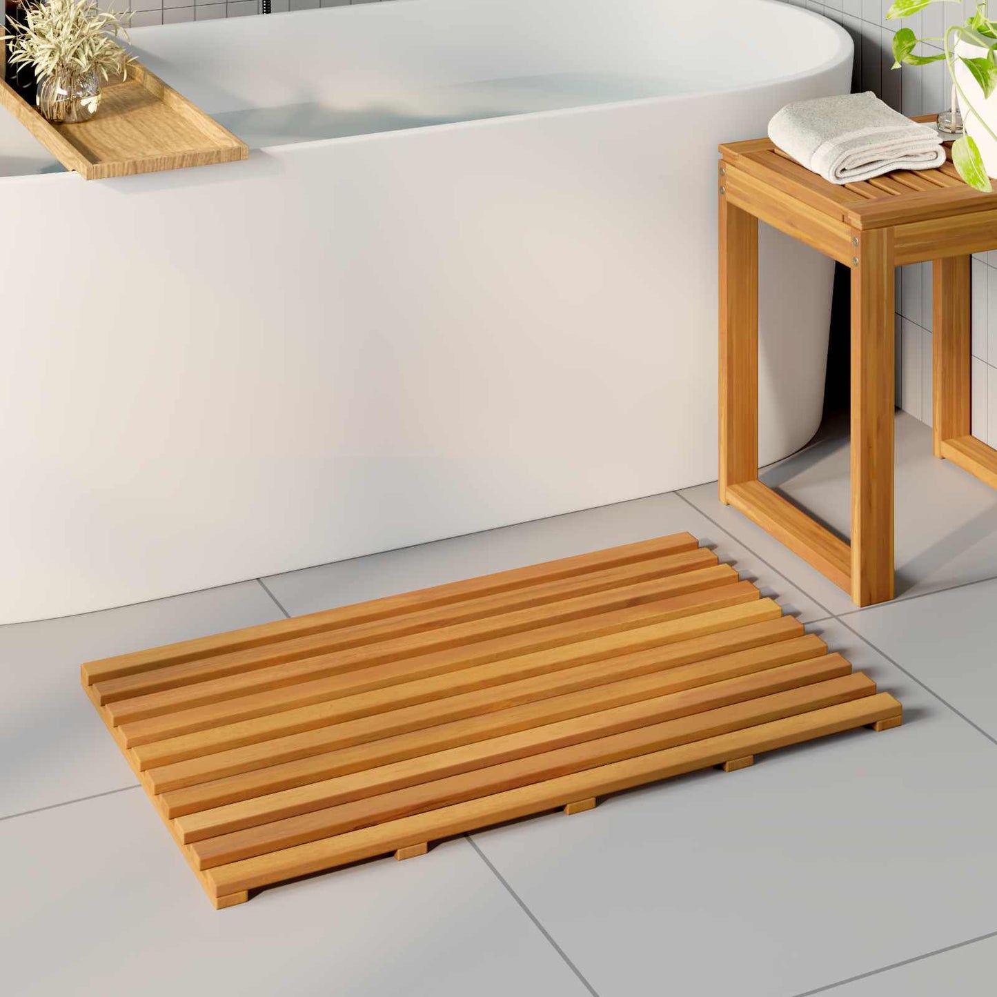 Badematte Braun 80 x 48 x 2,5 cm Massivholz Akazie