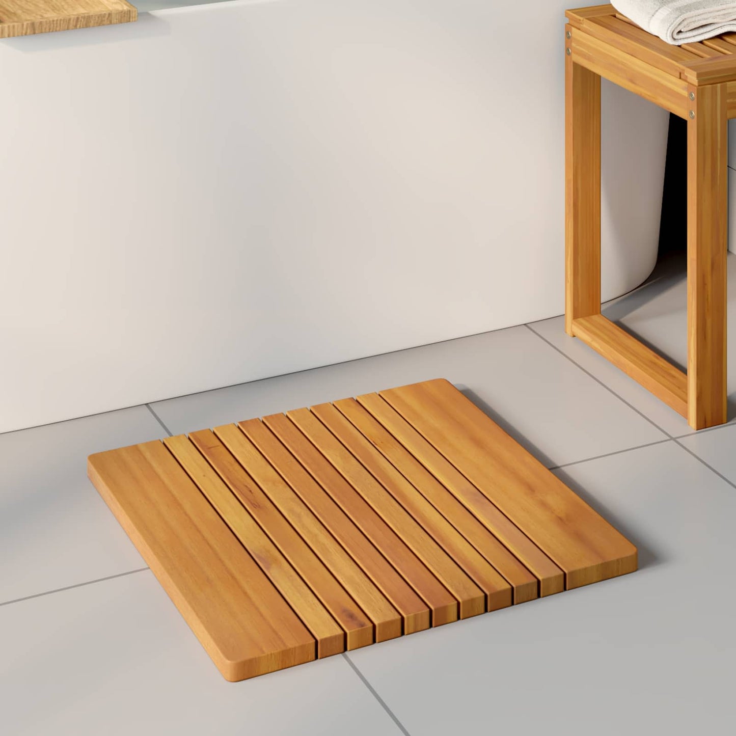 Badematte Natur 50 x 52 cm Massivholz Akazie