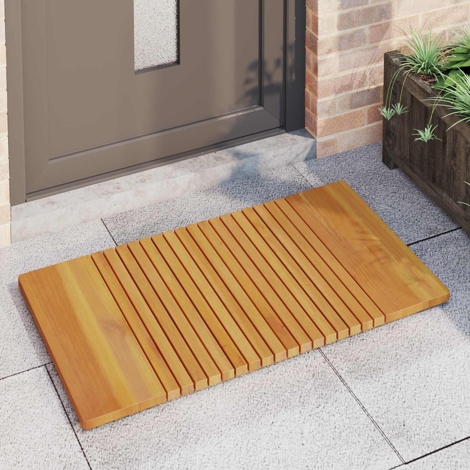 Badematte Braun 100 x 55 cm Massives Akazienholz