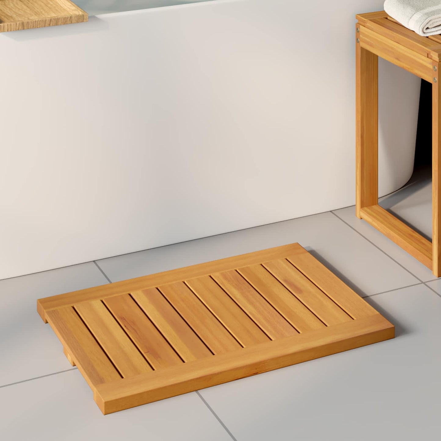 Badematte Braun 60 x 40 cm Massivholz Akazie