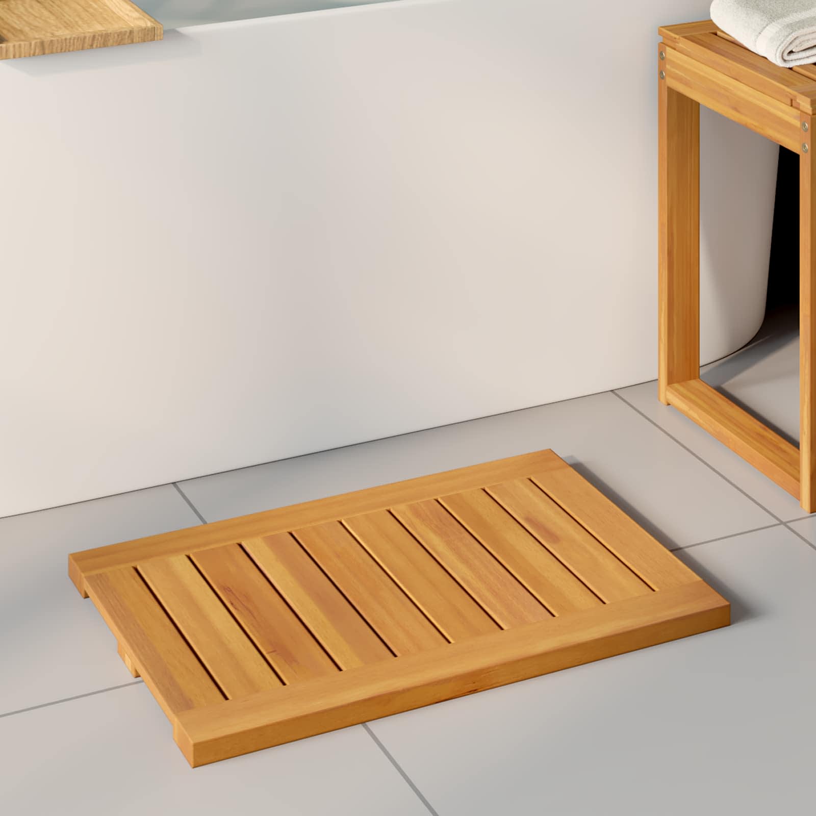 Badematte Braun 60 x 40 cm Massivholz Akazie