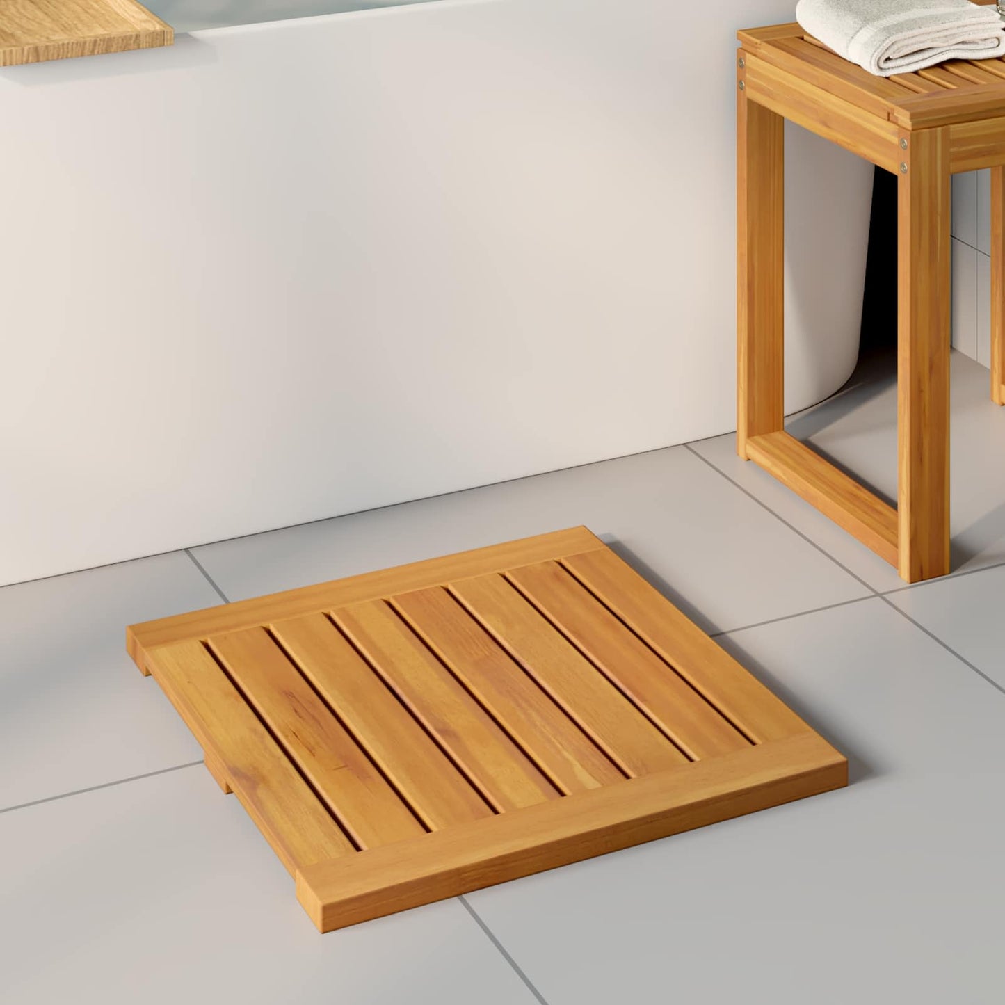 Badematte Braun 50 x 50 cm Massivholz Akazie
