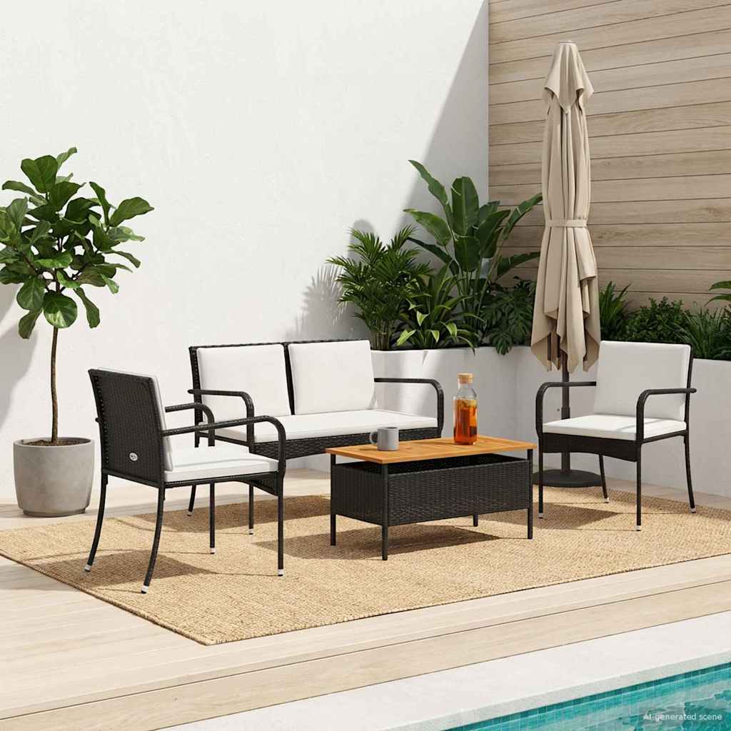 Garten Set Schwarz Poly-Rattan