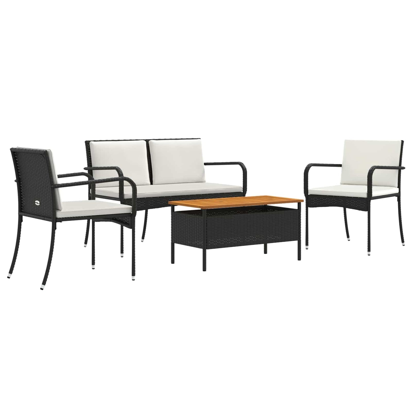 Garten Set Schwarz Poly-Rattan