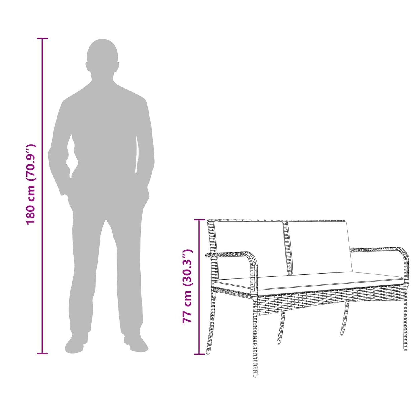 Garten Set Schwarz Poly-Rattan
