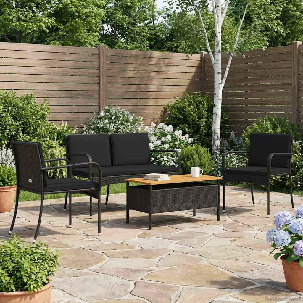 Garten Set Schwarz Poly-Rattan