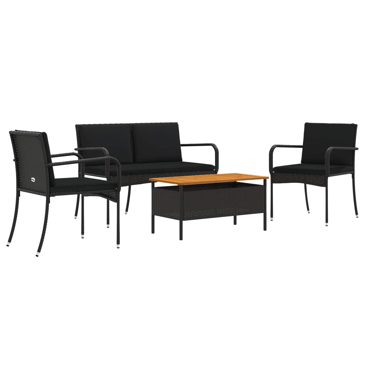Garten Set Schwarz Poly-Rattan