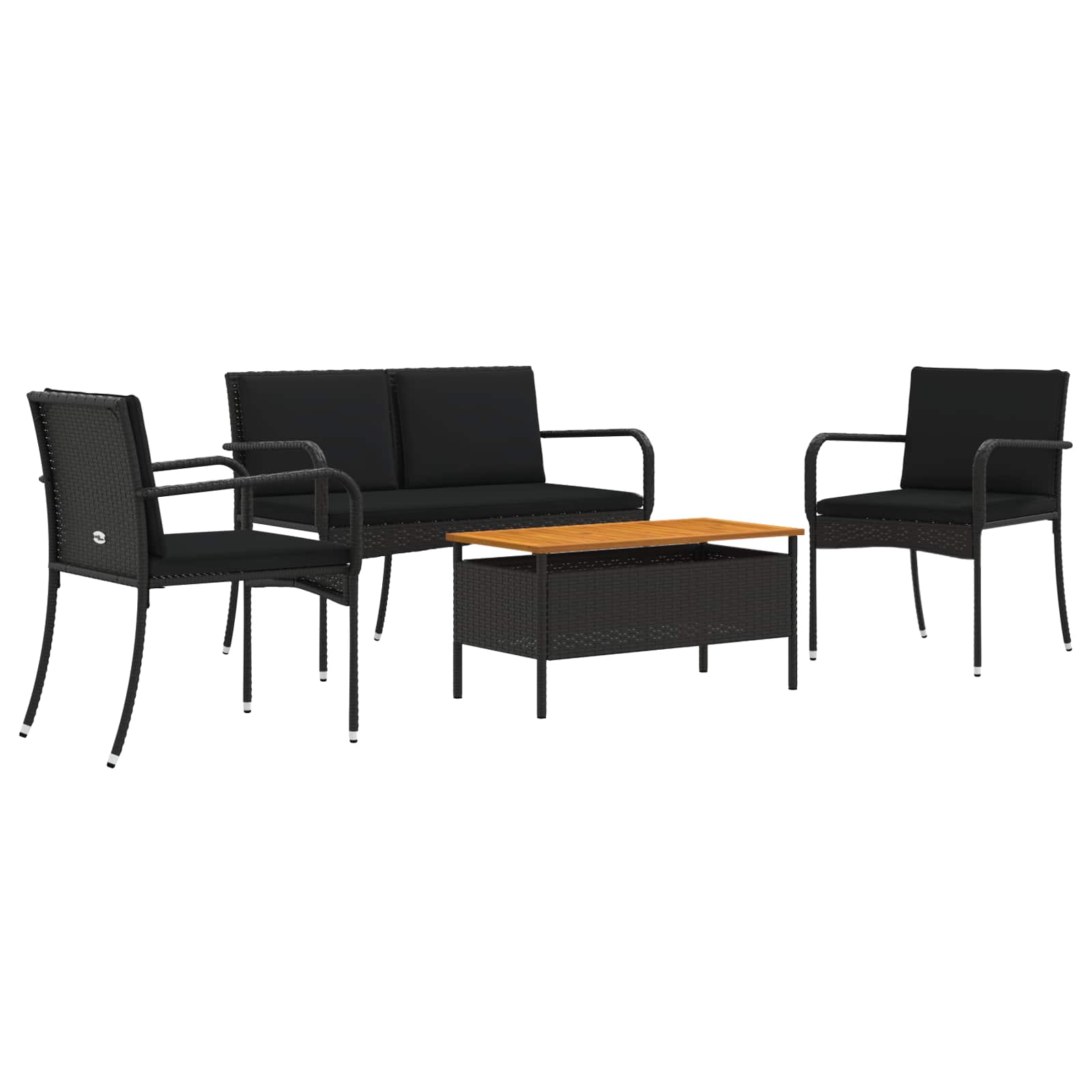 Garten Set Schwarz Poly-Rattan