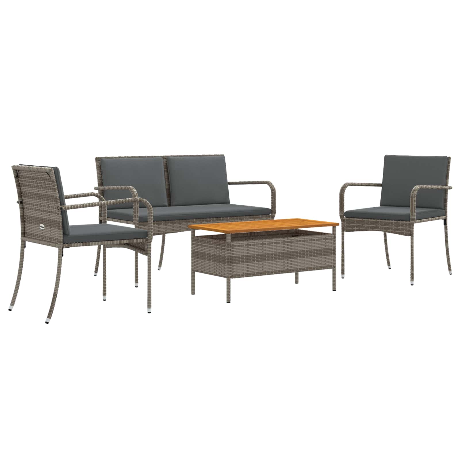 Garten Set Grau Poly-Rattan