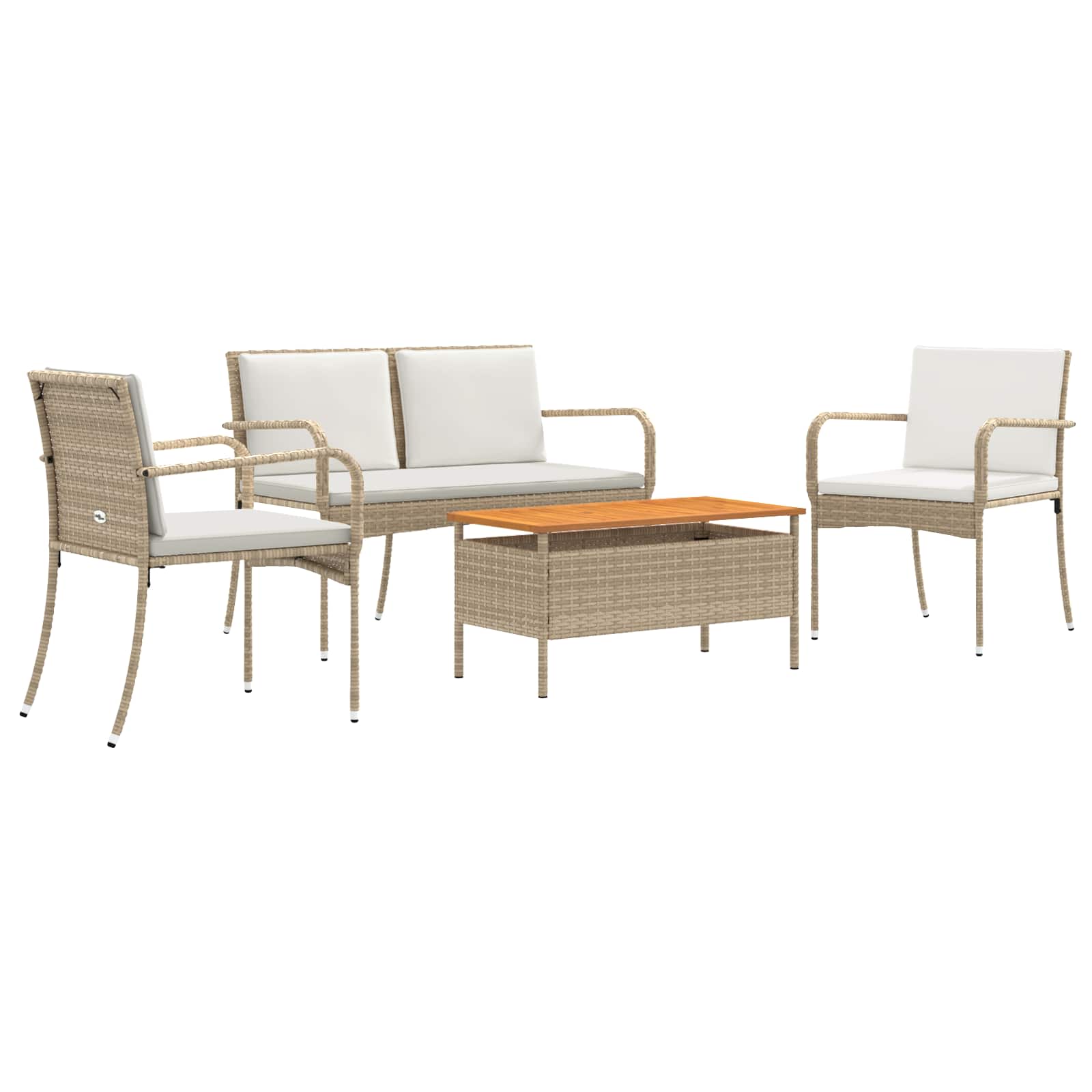 Garten Set Beige Poly-Rattan