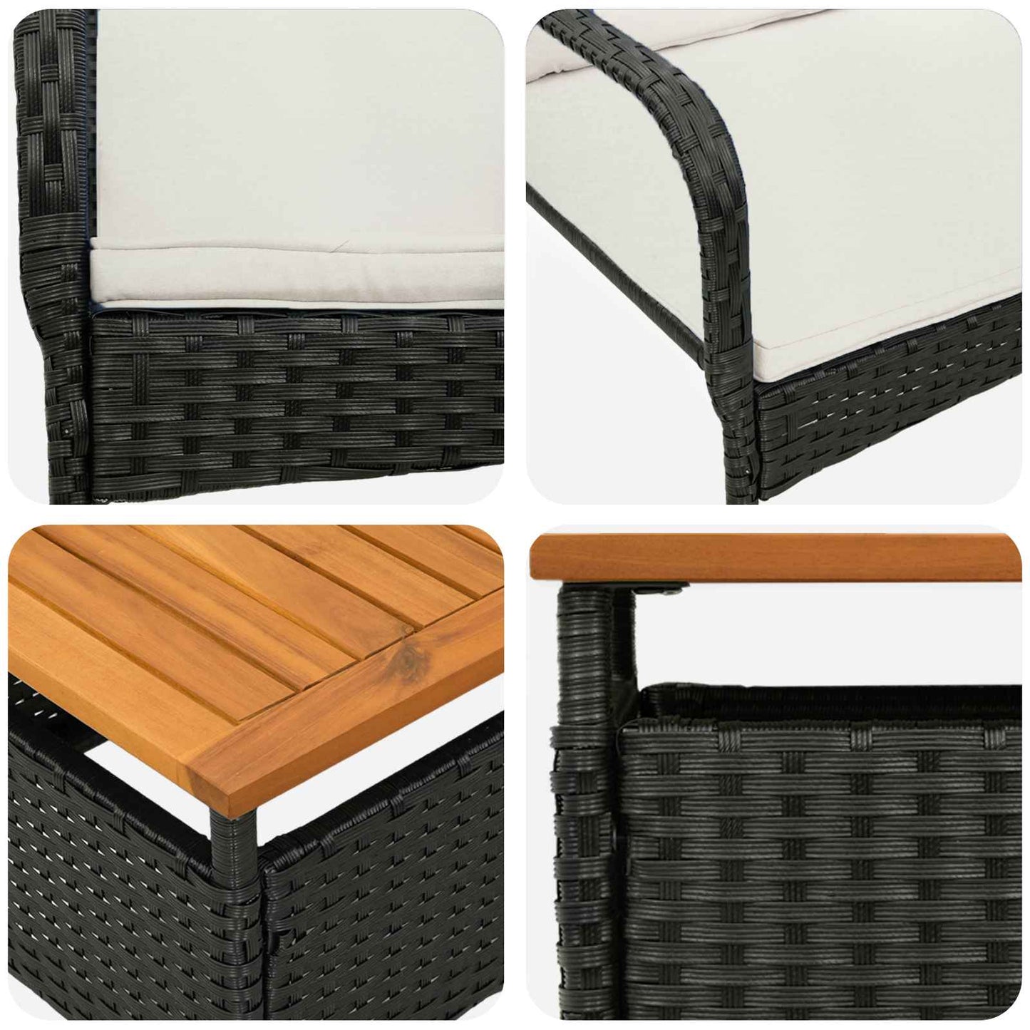 Garten Set Schwarz Poly-Rattan