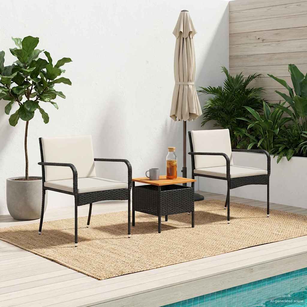 Garten Set Schwarz Poly-Rattan