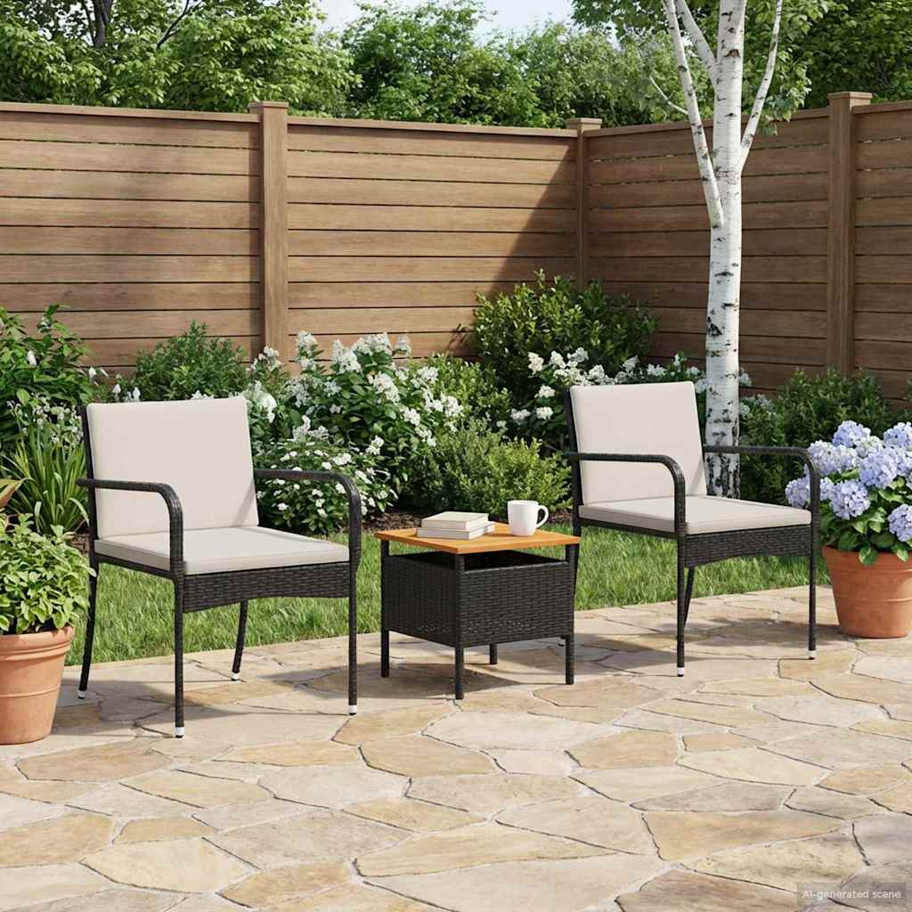 Garten Set Schwarz Poly-Rattan