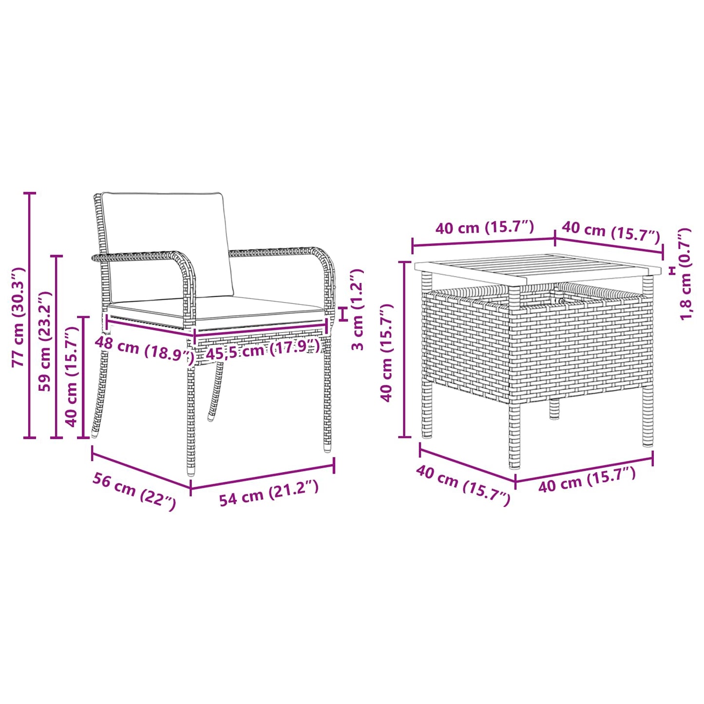 Garten Set Schwarz Poly-Rattan