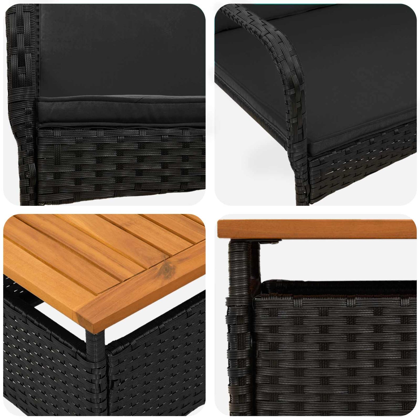Garten Set Schwarz Poly-Rattan