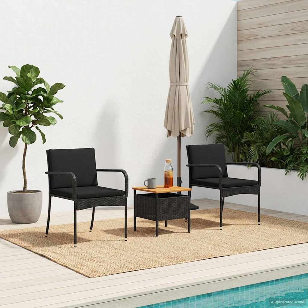 Garten Set Schwarz Poly-Rattan