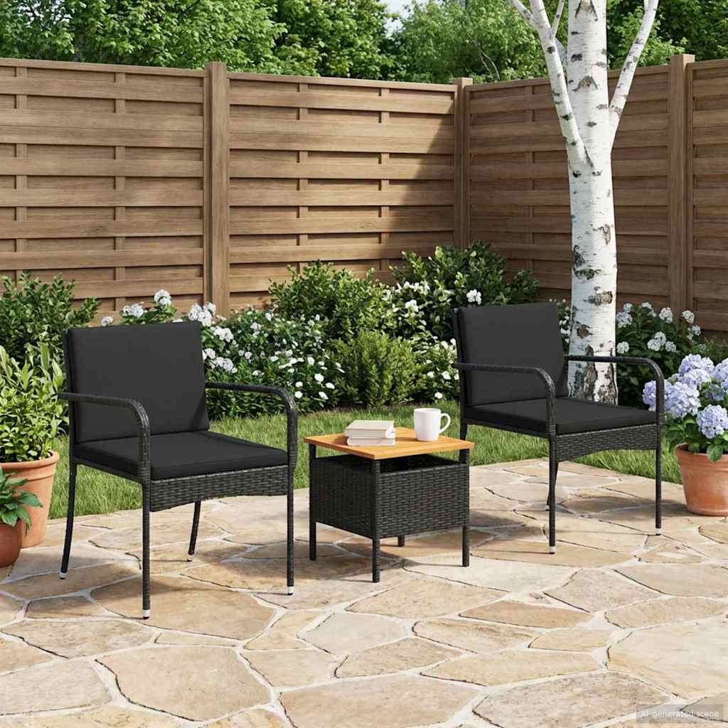 Garten Set Schwarz Poly-Rattan