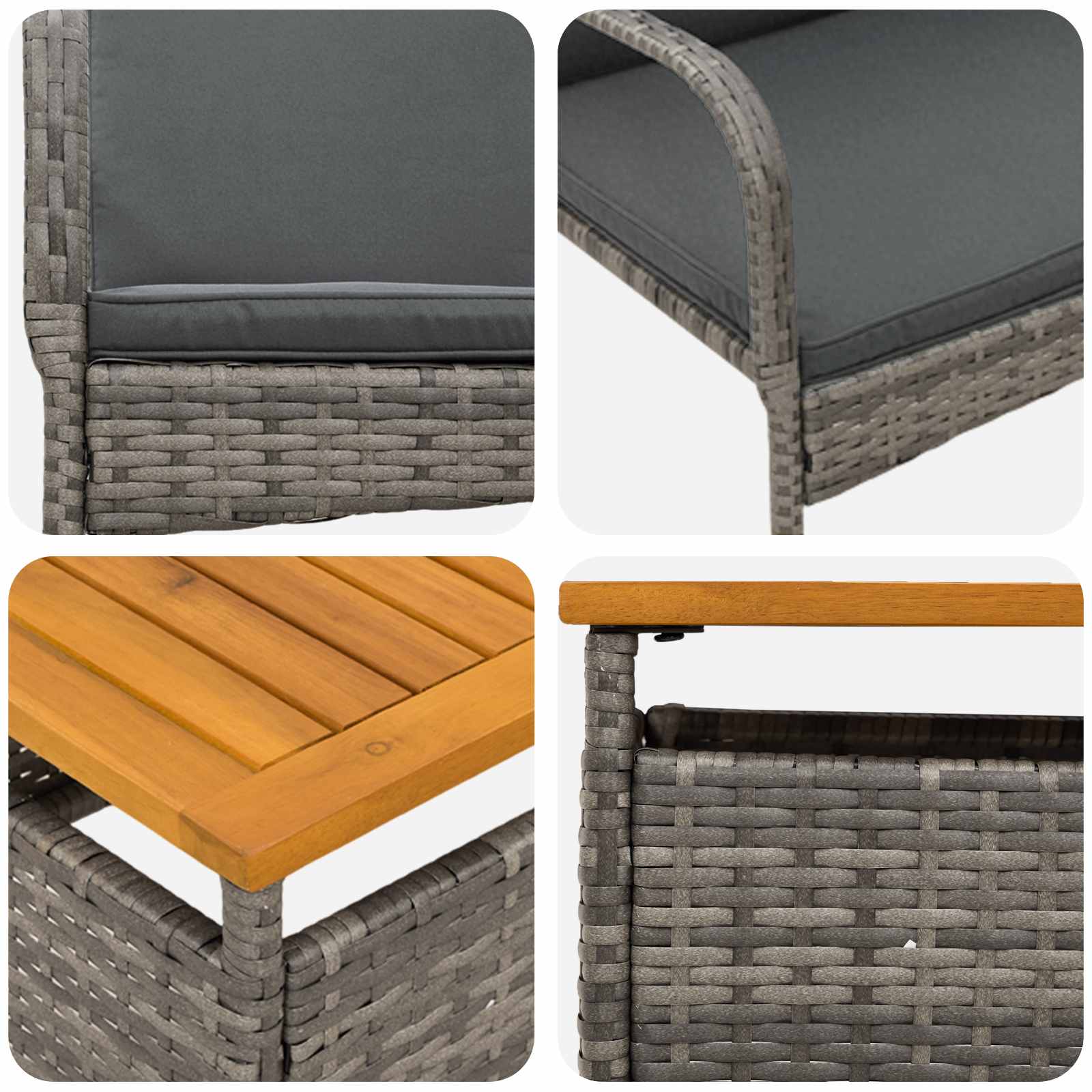 Garten Bistro Set 3 Stk. Grau Poly-Rattan