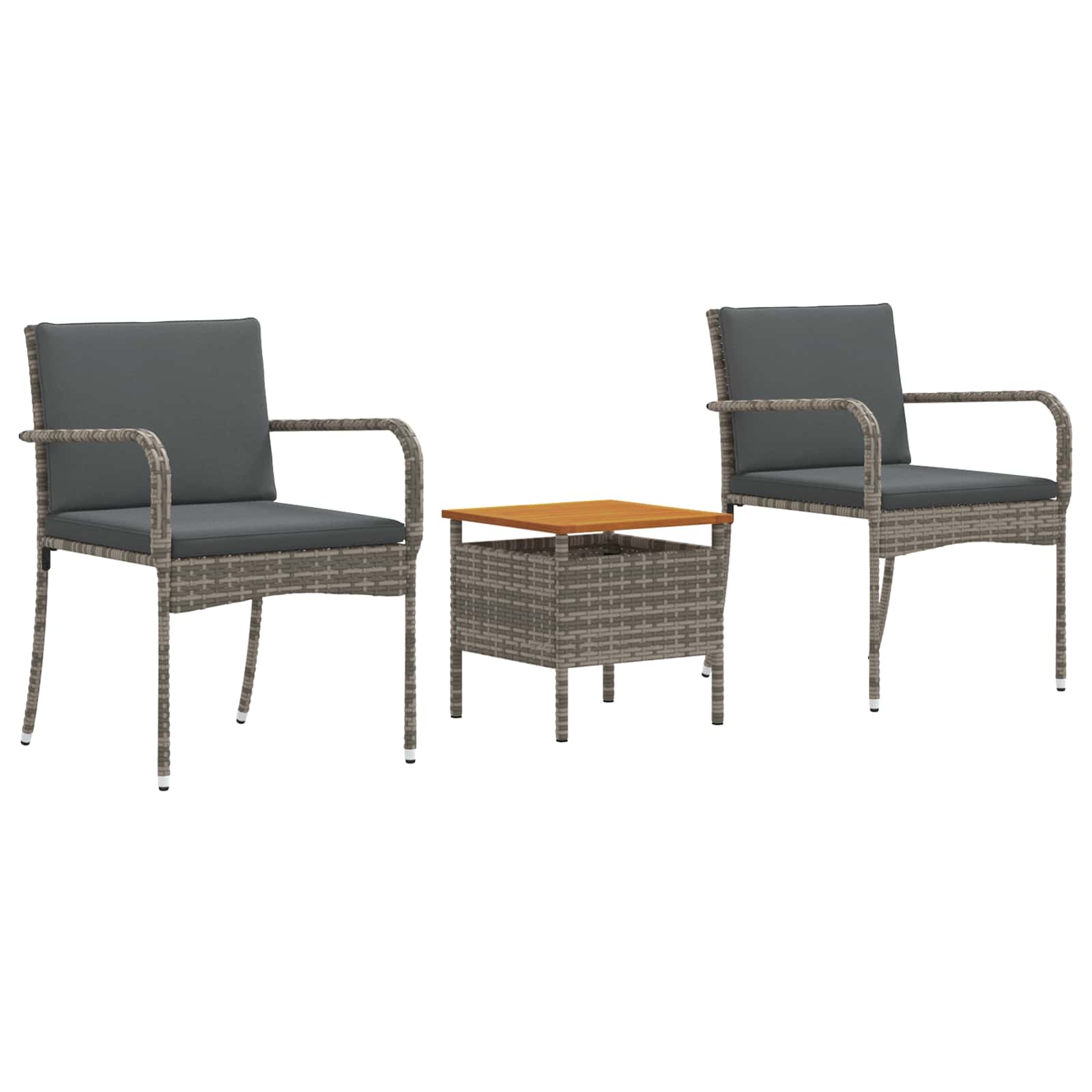 Garten Bistro Set 3 Stk. Grau Poly-Rattan