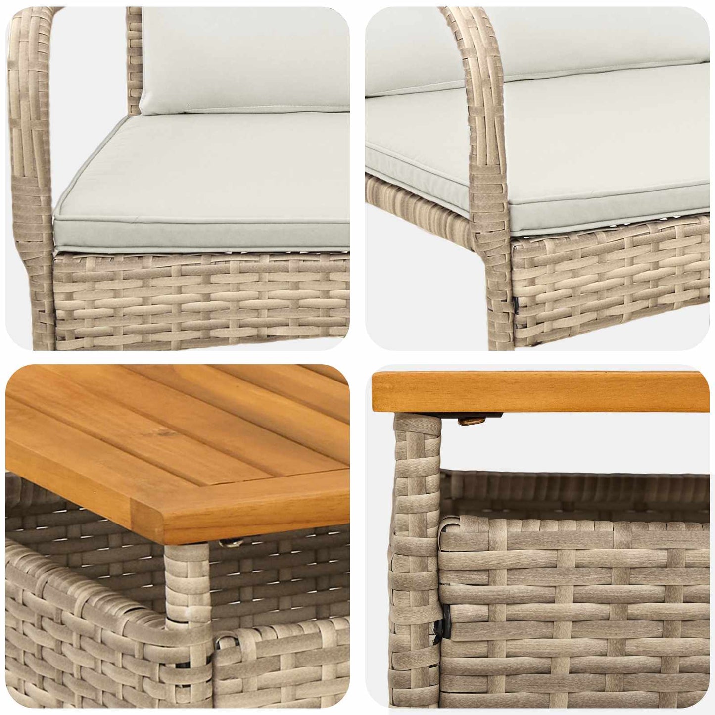 Garten Set Beige Poly-Rattan