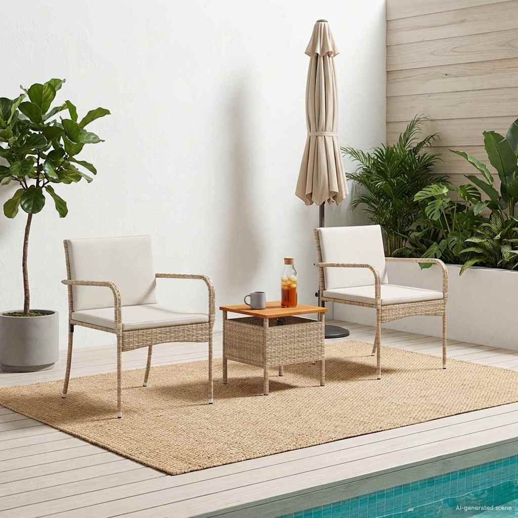 Garten Set Beige Poly-Rattan
