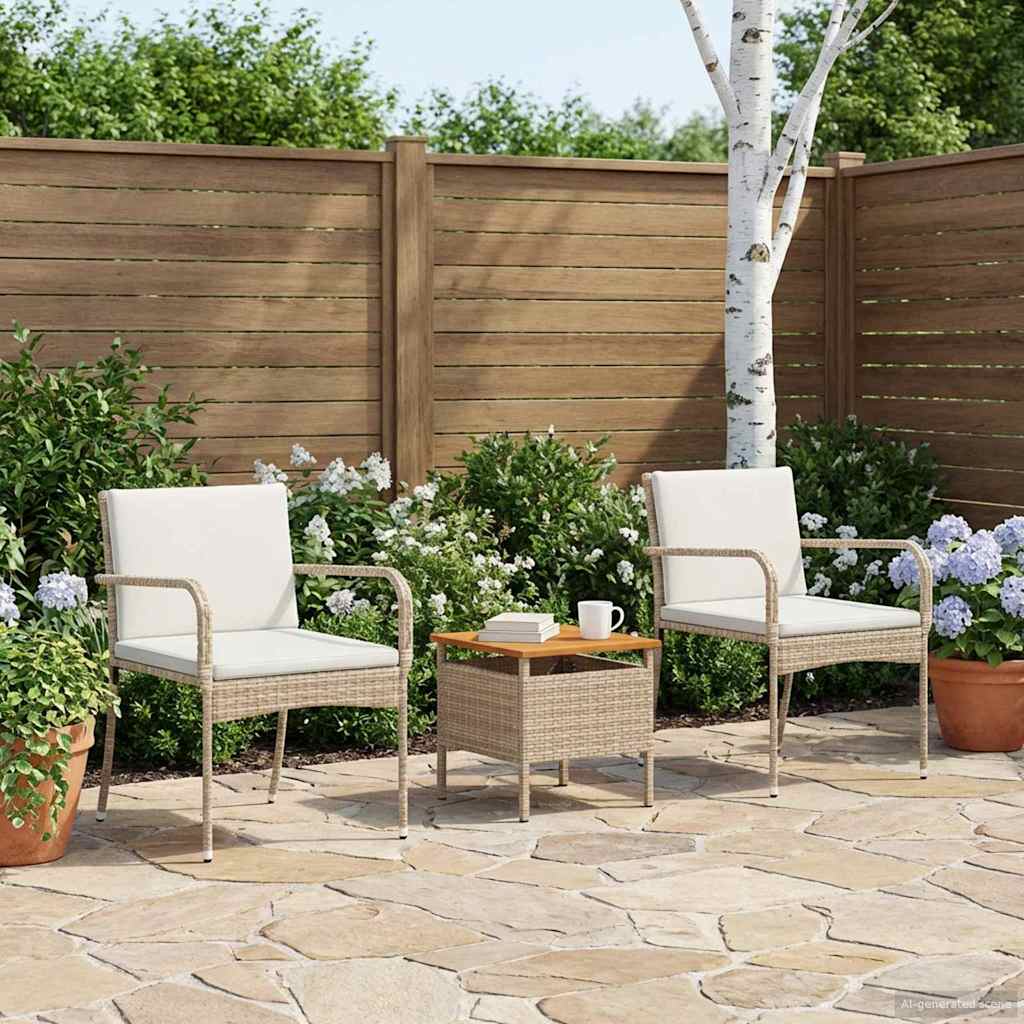 Garten Set Beige Poly-Rattan