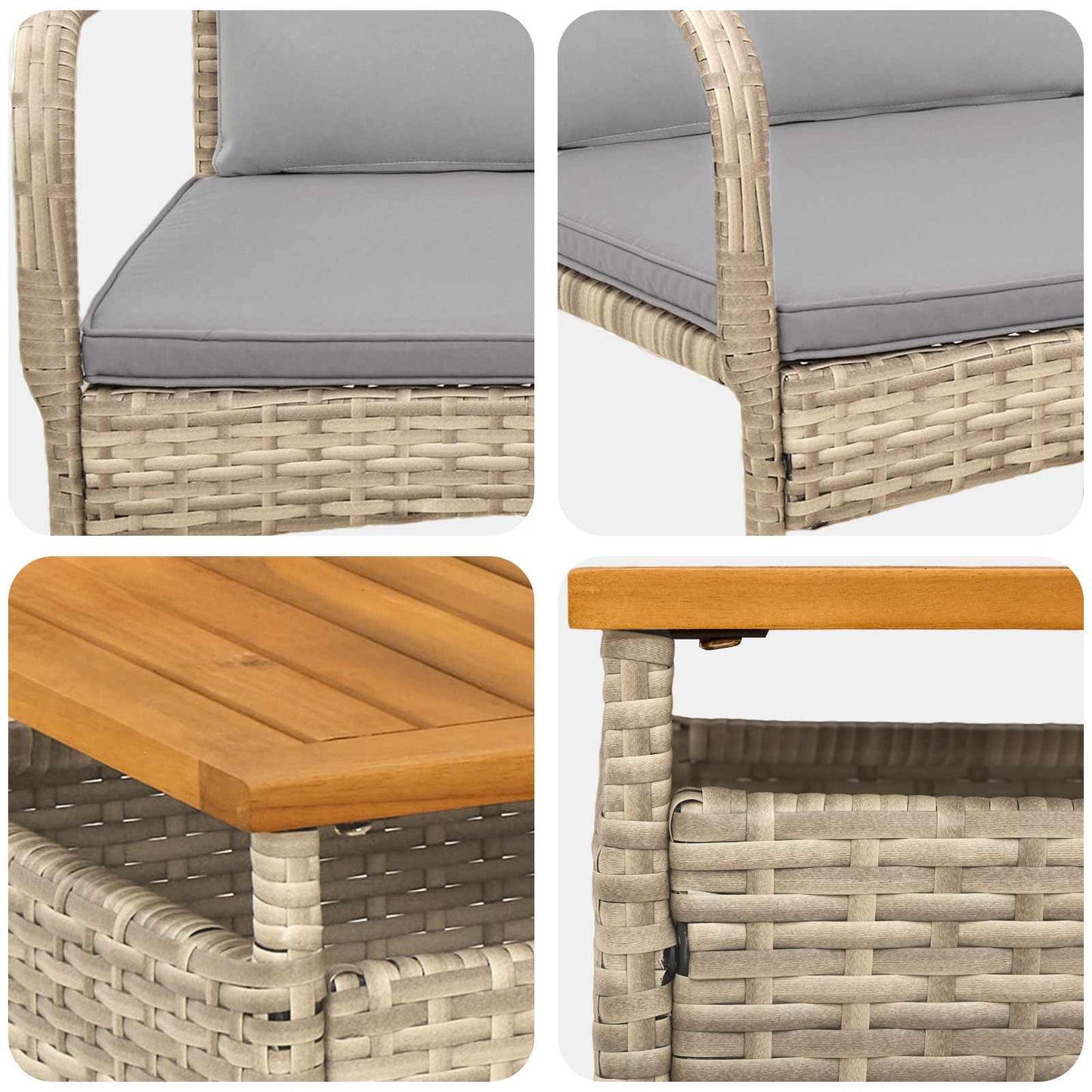 Garten Set Beige Poly-Rattan
