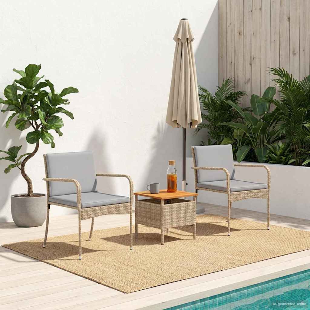 Garten Set Beige Poly-Rattan