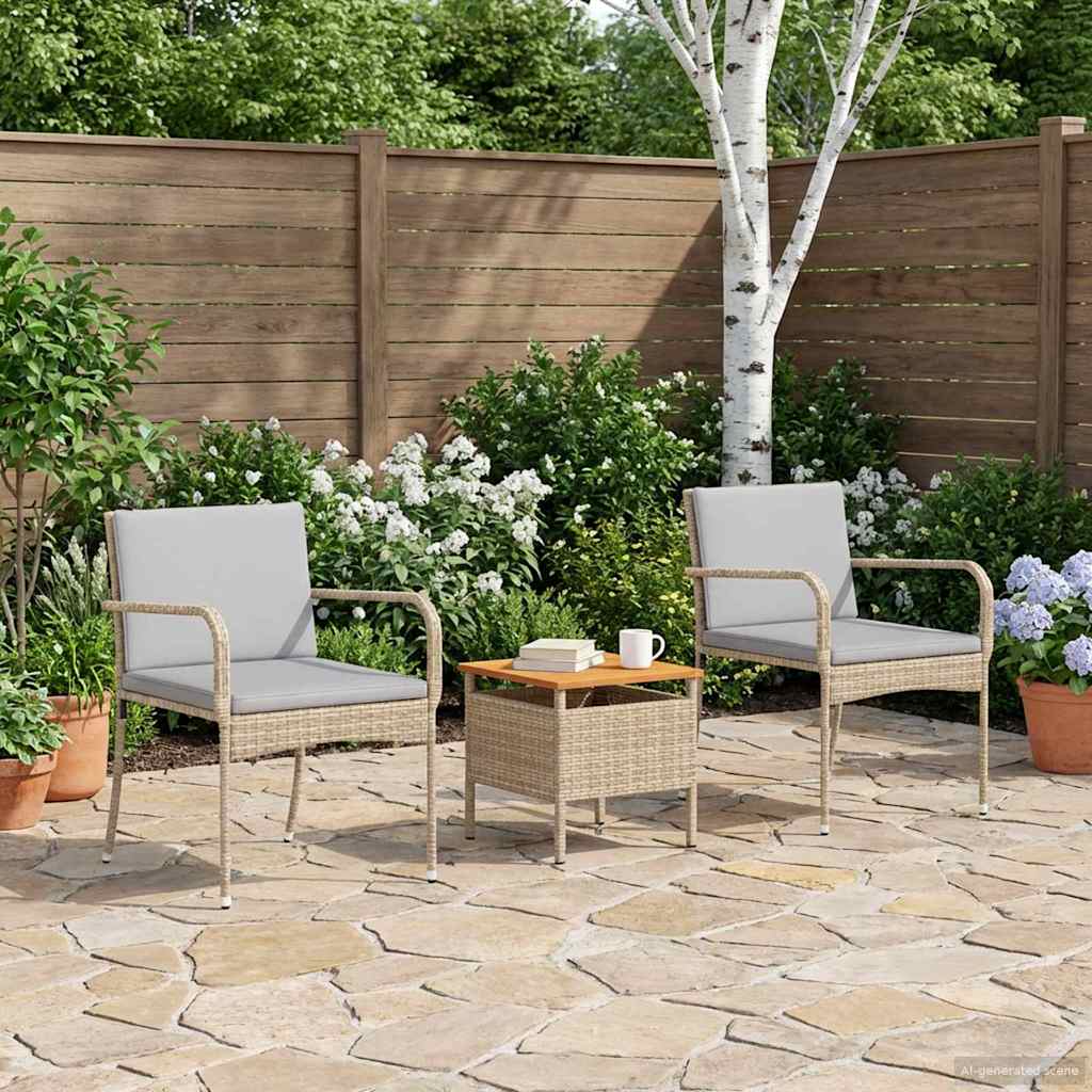 Garten Set Beige Poly-Rattan