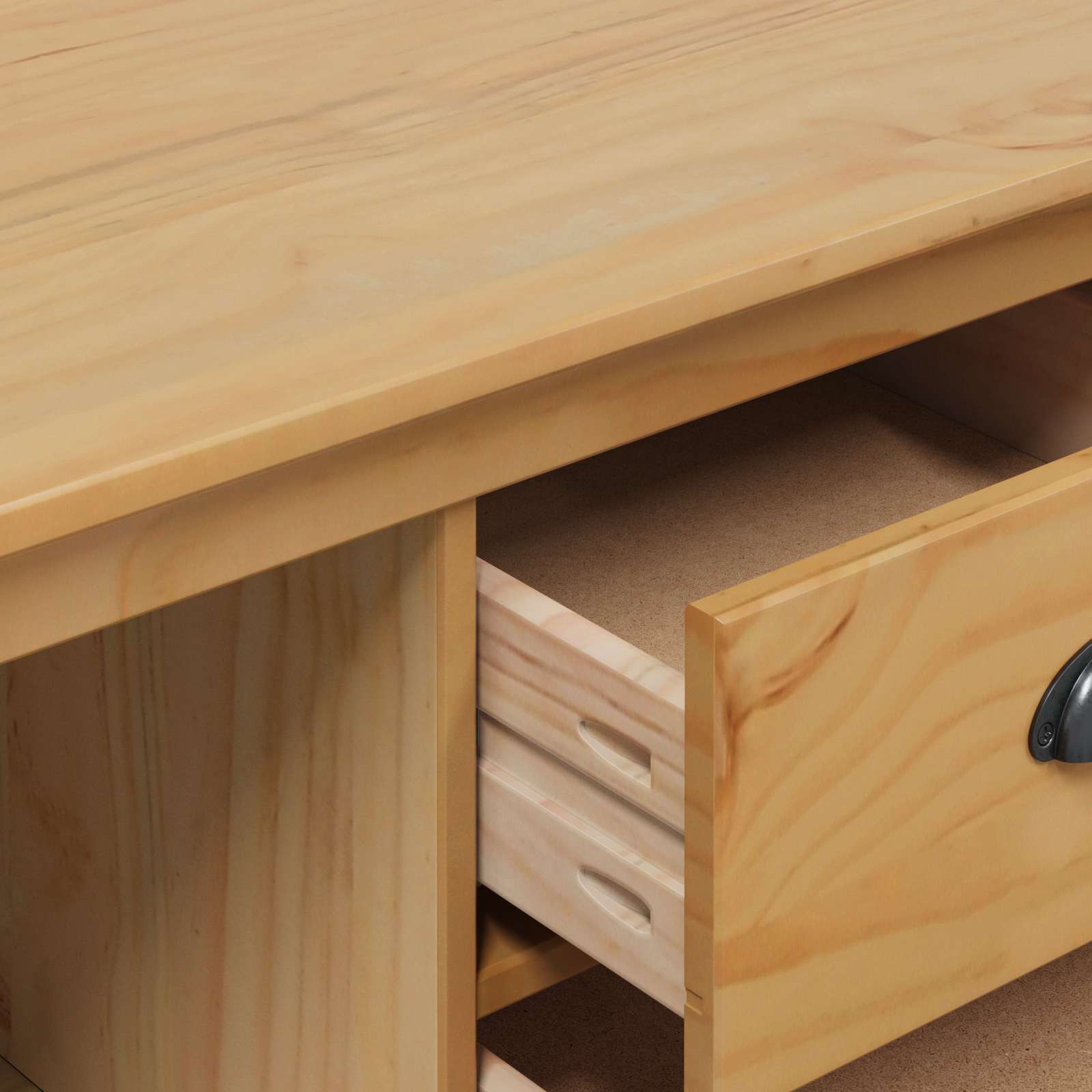 Sideboard HILL Honigbraun 154 x 40 x 80 cm Massives Kiefernholz