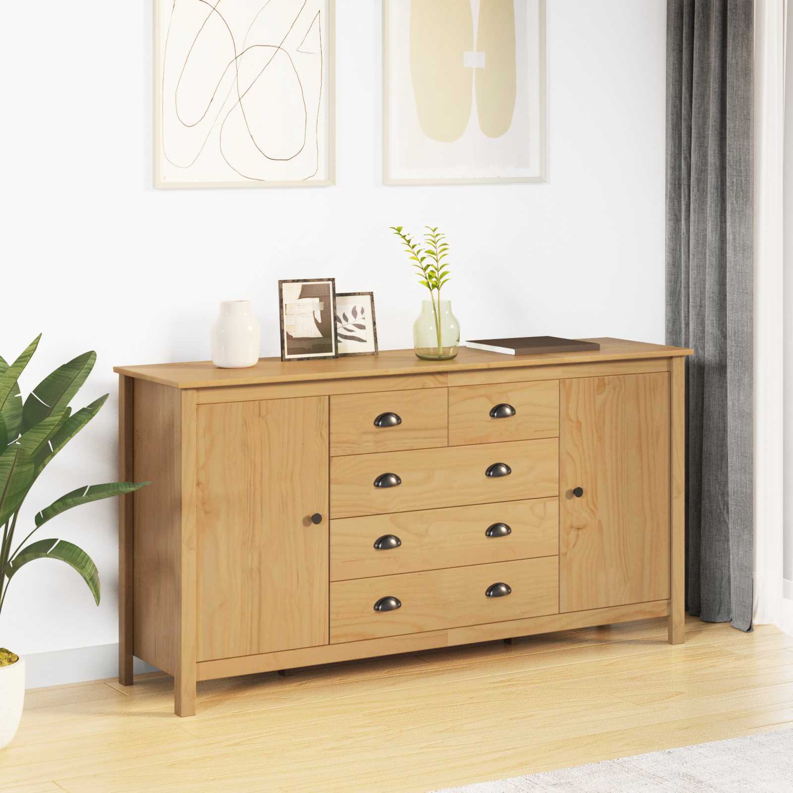 Sideboard HILL Honigbraun 154 x 40 x 80 cm Massives Kiefernholz