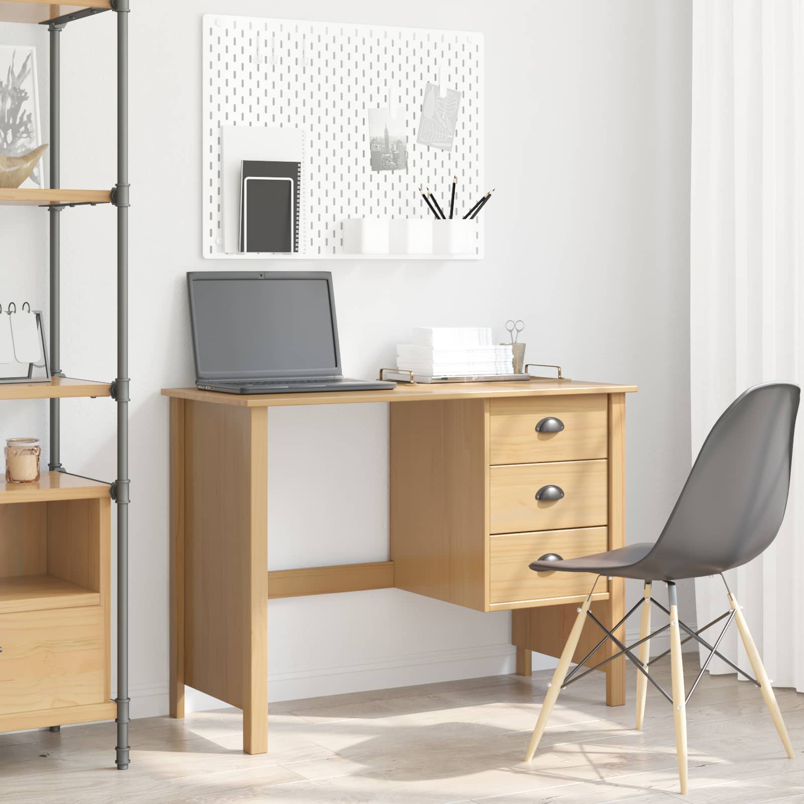 Schreibtisch mit Schubladen HILL Honigbraun 100 x 45 x 74 cm