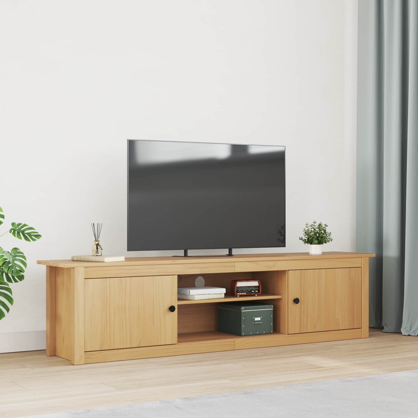 TV Rack HILL 158 x 40 x 39,5 cm Honigbraun Massives Kiefernholz