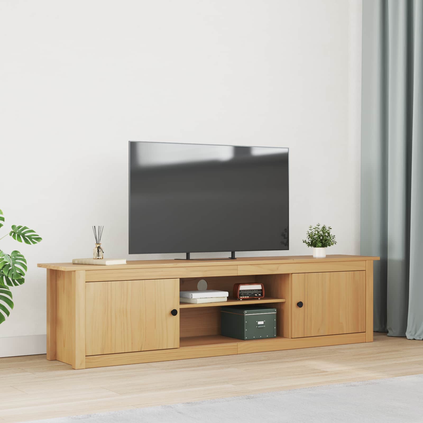 TV Rack HILL 158 x 40 x 39,5 cm Honigbraun Massives Kiefernholz
