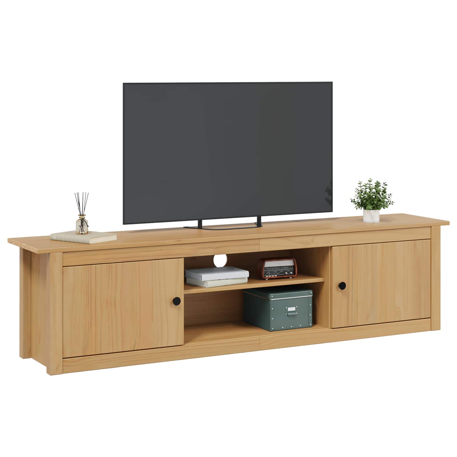 TV Rack HILL 158 x 40 x 39,5 cm Honigbraun Massives Kiefernholz