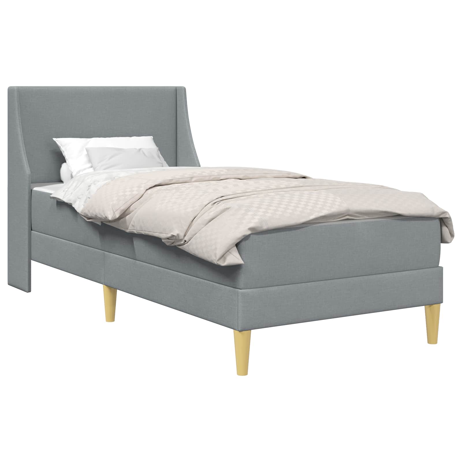 Bettgestell mit Matratze Hellgrau 80x 200 cm Polyester