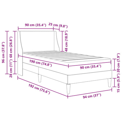 Bettgestell mit Matratze Dunkelgrau 90 x 190 cm Polyester