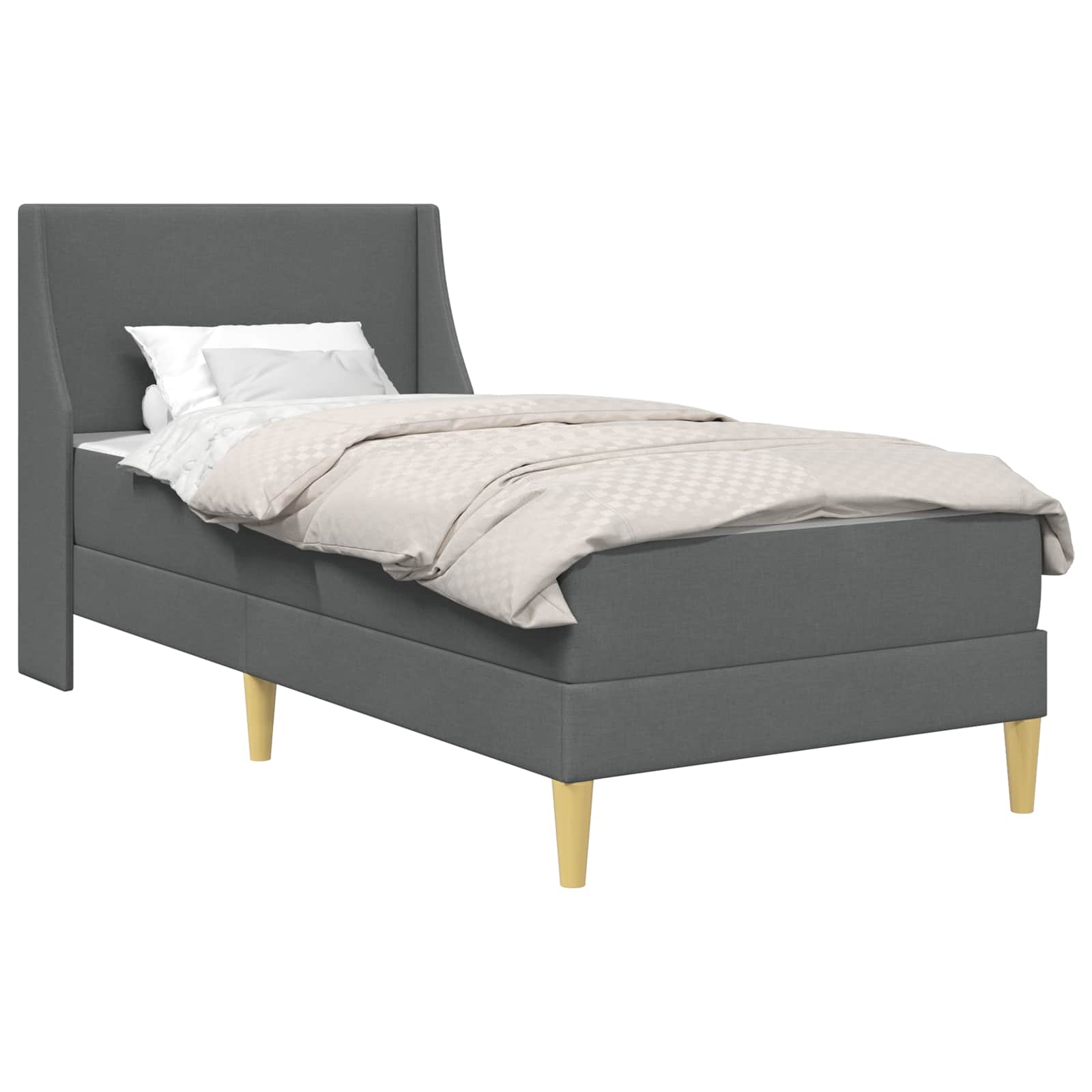 Bettgestell mit Matratze Dunkelgrau 90 x 200 cm Polyester