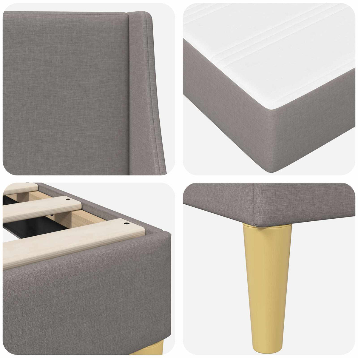 Bettgestell mit Matratze Taupe 100 x 200 cm Polyester