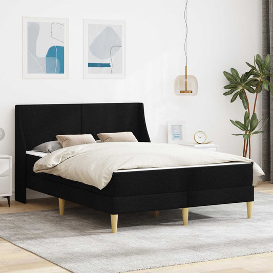 Bettgestell mit Matratze Schwarz 160 x 200 cm Polyester