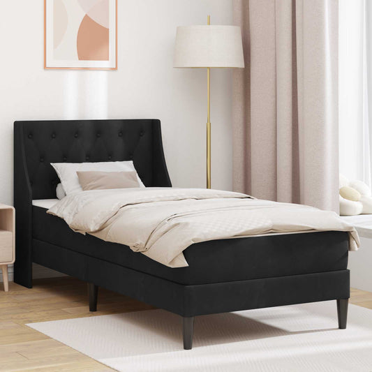 Bettgestell mit Matratze mit Matratze Schwarz 80 x 200 cm Samt