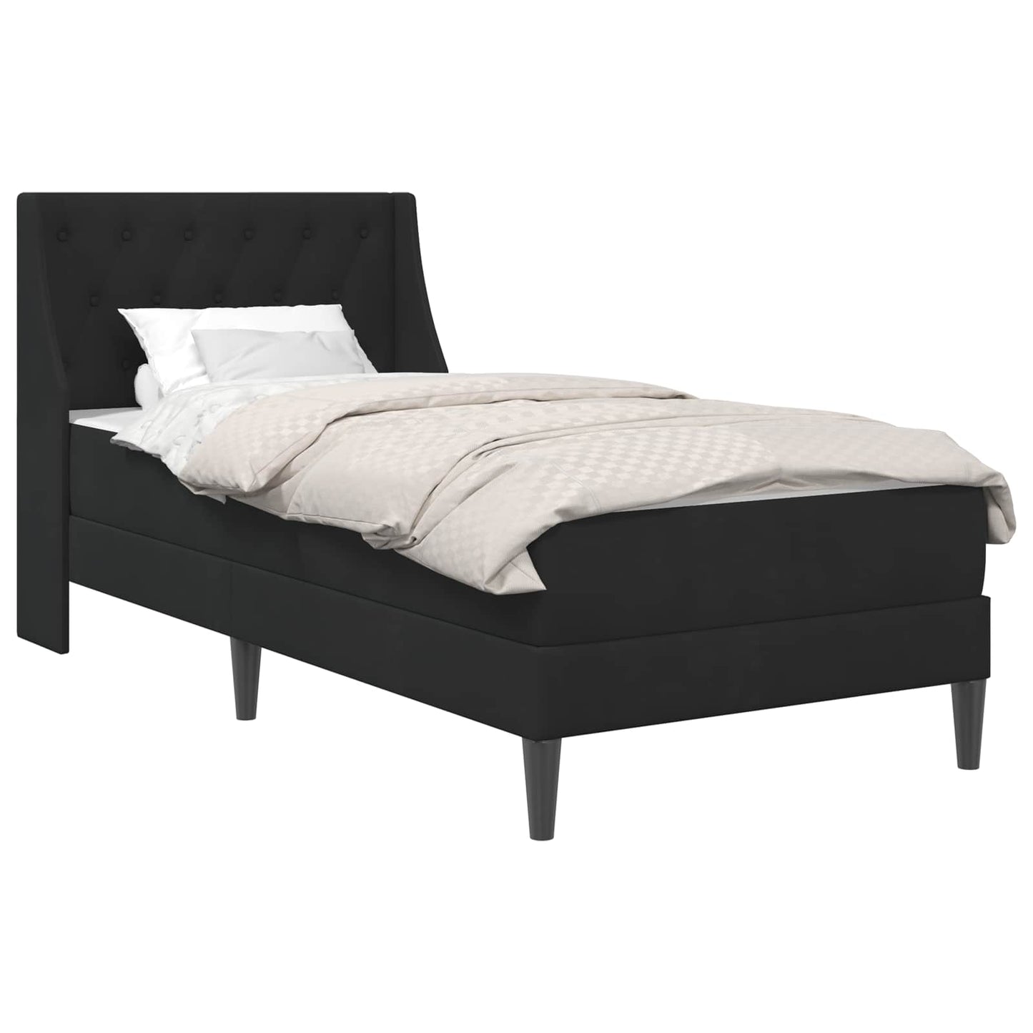 Bettgestell mit Matratze mit Matratze Schwarz 80 x 200 cm Samt