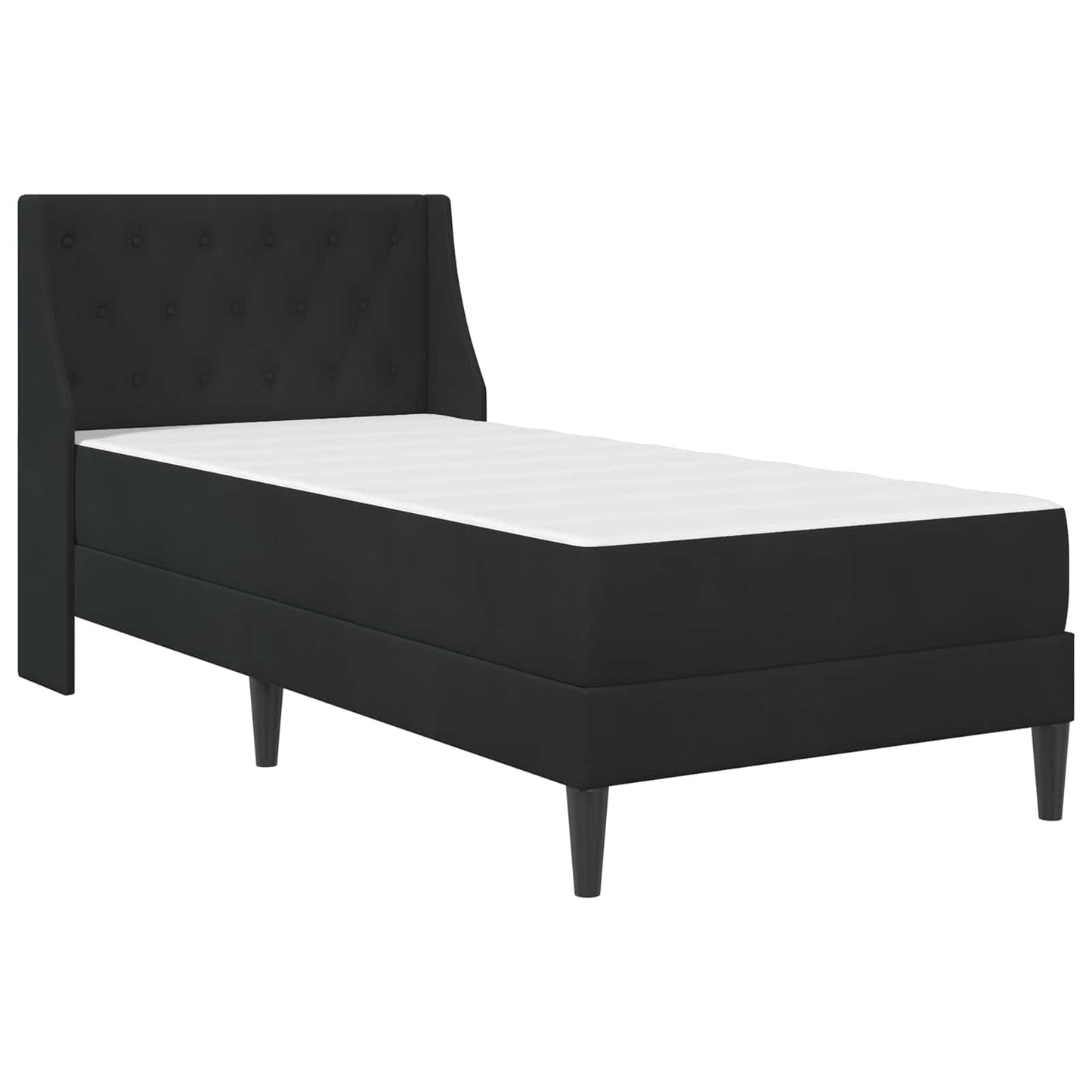 Bettgestell mit Matratze mit Matratze Schwarz 90 x 190 cm Samt