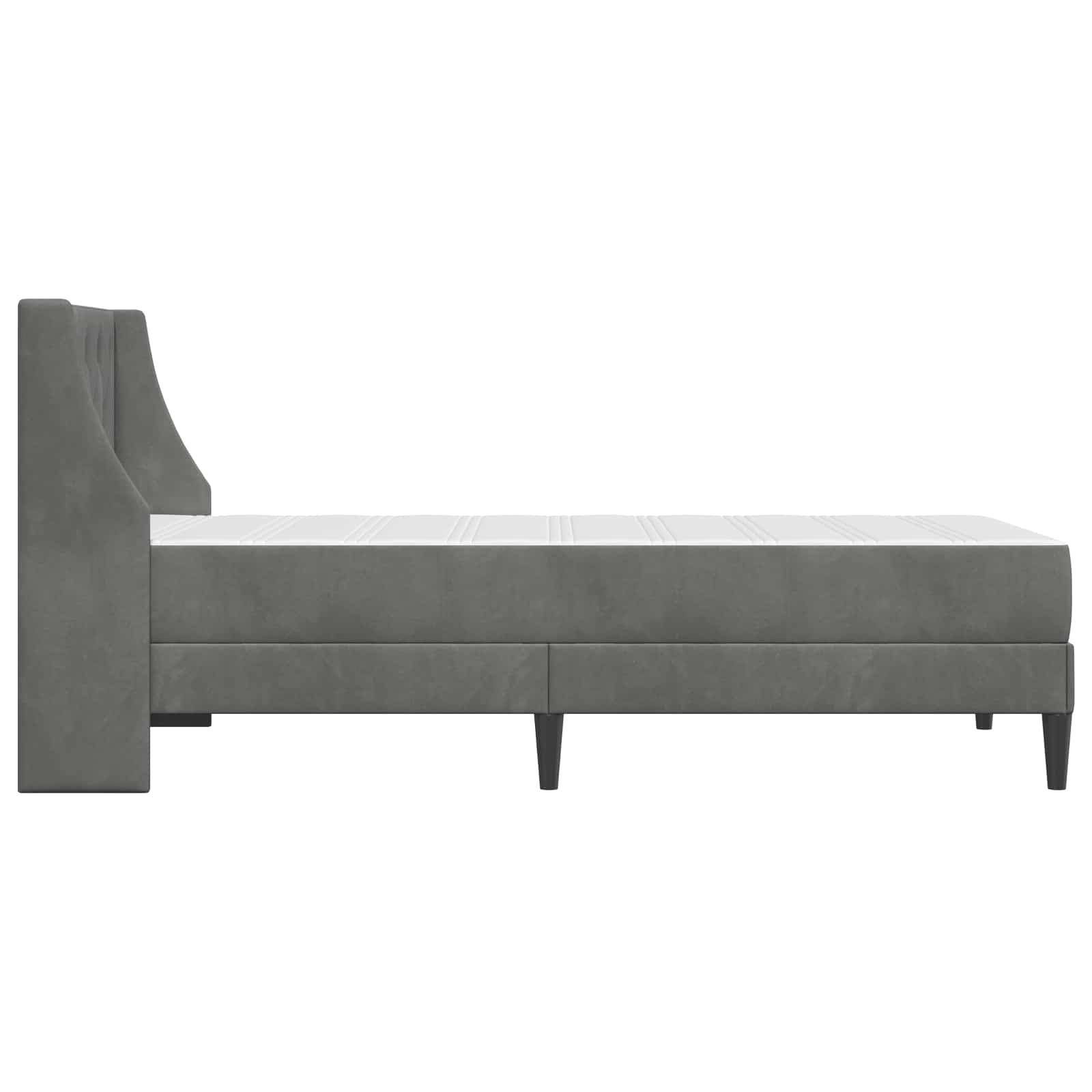 Bettgestell mit Matratze Dunkelgrau 90 x 200 cm Samt