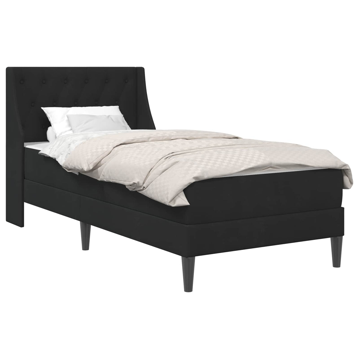 Bettgestell mit Matratze mit Matratze Schwarz 90 x 200 cm Samt